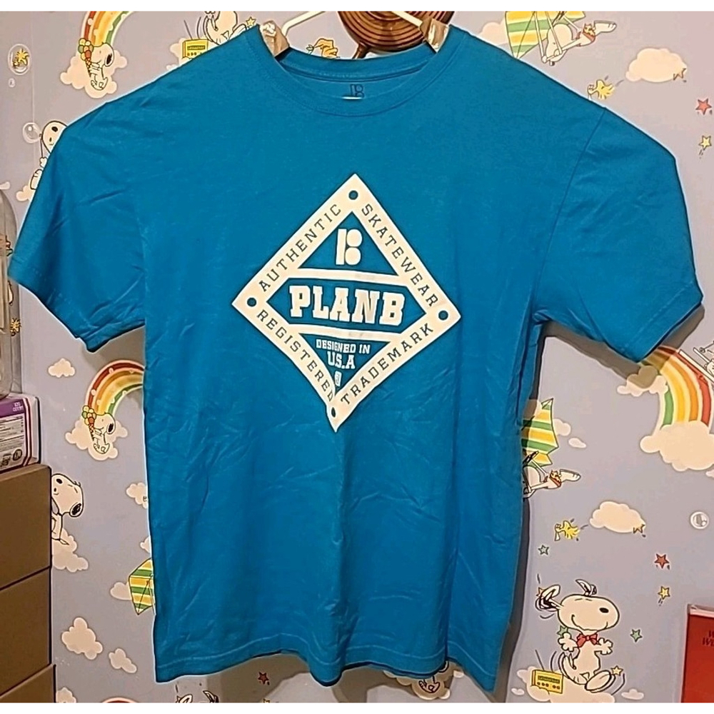 Plan B Skatewear Skateboards Shirt Size Large Blue Spellout Y2K 90s Skate